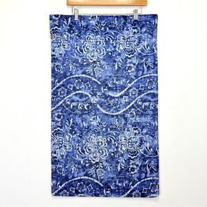 Vintage Ralph Lauren Seychells Batik Floral Blue 2 Standard Pillow Cases 19x32
